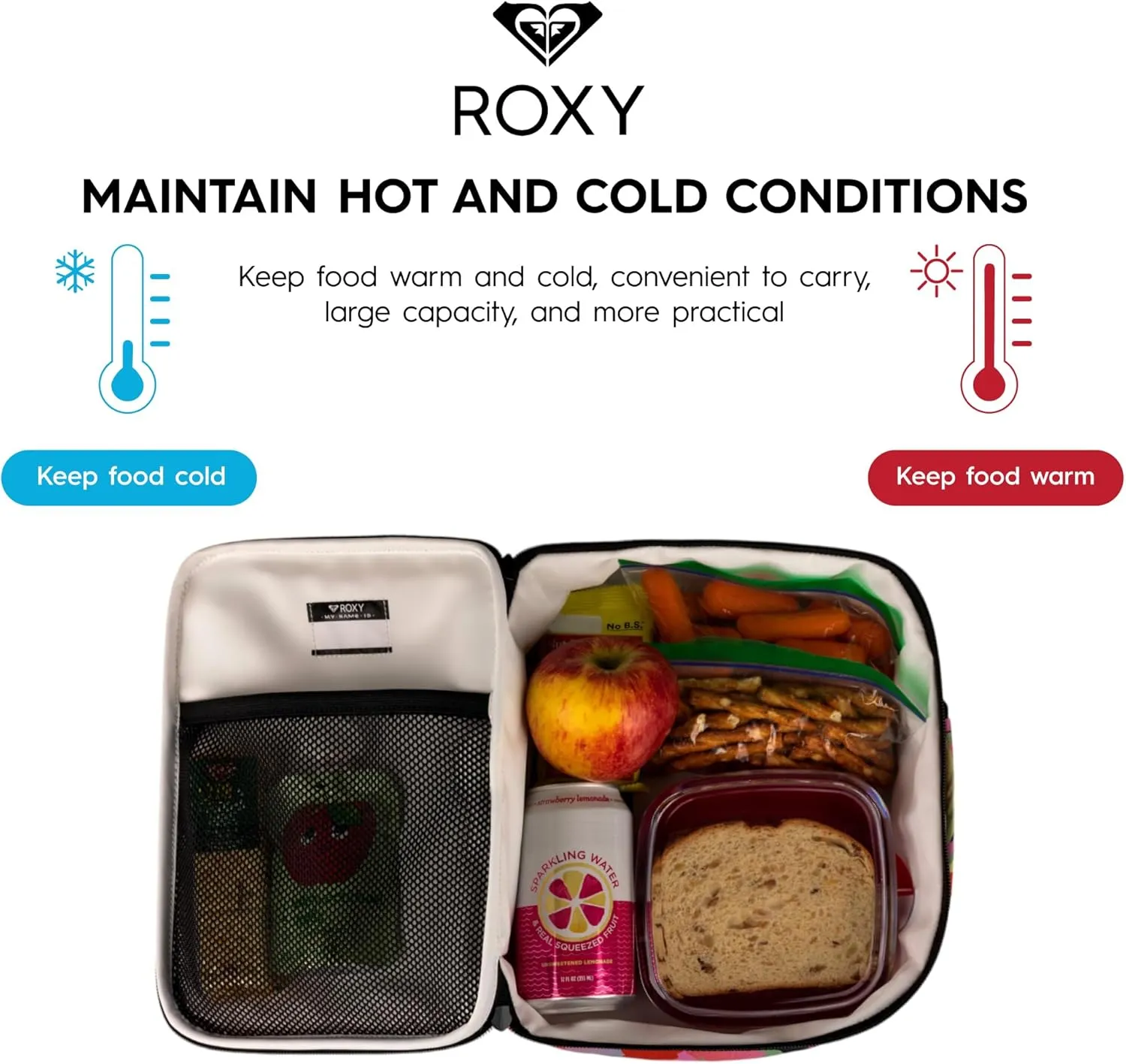 Roxy Groove In Life Lunch Bag | Insulated | Cooler Bag | Beach | Outdoor | Festivals - Anthracite Kerala Border