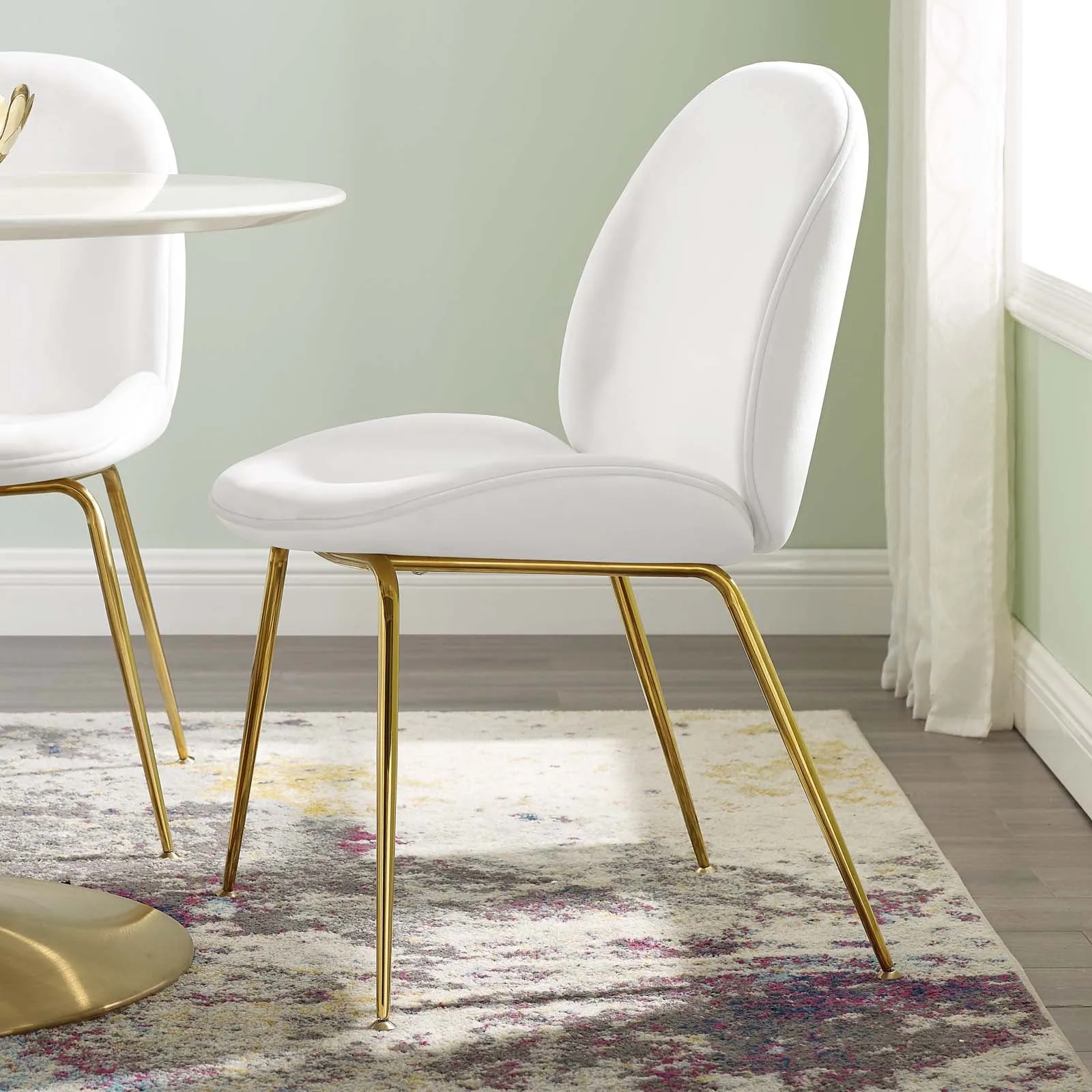 Scoop Gold Stainless Steel Leg Performance Velvet Dining Chair by Modway