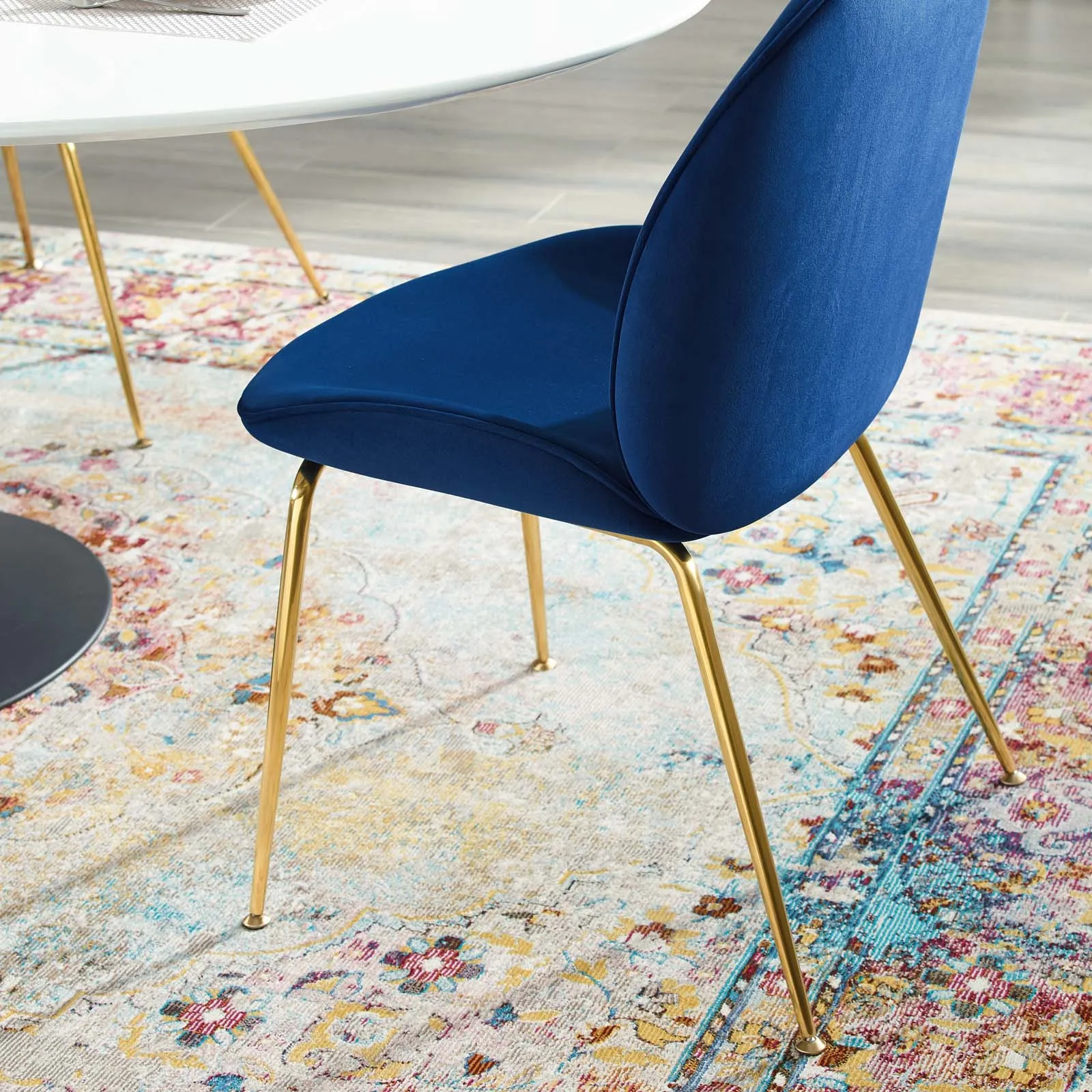 Scoop Gold Stainless Steel Leg Performance Velvet Dining Chair by Modway