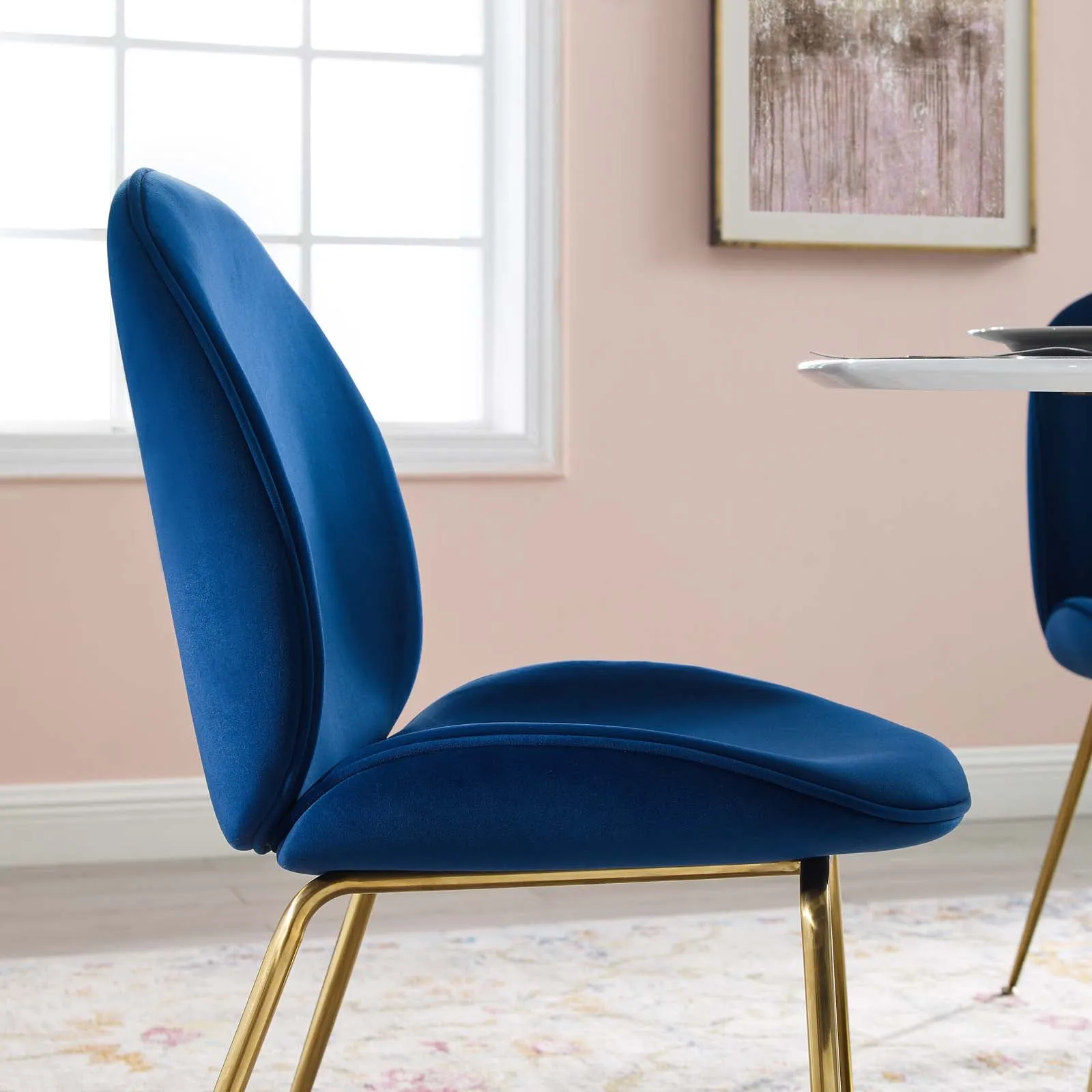 Scoop Gold Stainless Steel Leg Performance Velvet Dining Chair by Modway