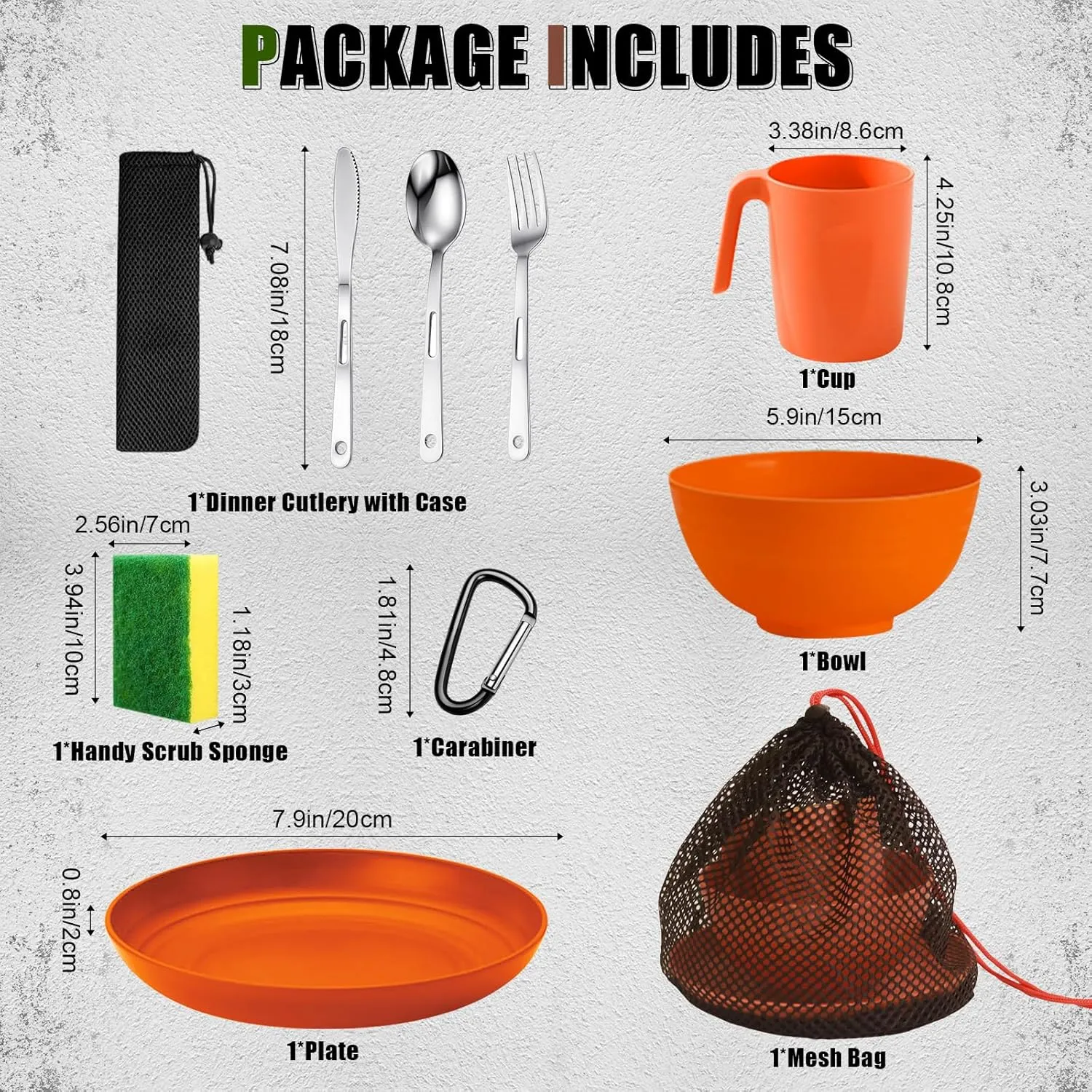 Scout Camping Mess Kit for 1 Person Boy Scout Dishes Set Girl Scout Mess Kit with Mesh Bag Reusable Light Weight Eating Utensils Plastic Camping Cutlery Set for Travel Camp