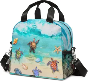 Sea Turtle Lunch Bag, Reusable Lunch Box Insulated Meal Tote for Kids Women Men Cooler Bag with Shoulder Strap, Durability of Lunch Tote for Work School Picnic, Sea Turtle…