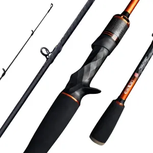 SEASIR CastX Fishing Rod, Ultra-Light Spinning Rod Bait Finesse Casting Rod, 2 Piece Baitcaster Rod, 40T Carbon Fiber, EVA Cork Handle, Zirconia Ring, Portable Travel Rod for Saltwater Freshwater