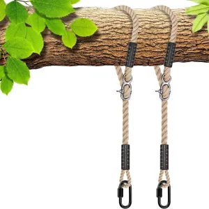 SELEWARE Tree Swing Rope Hammock Tree Straps hanging Kit, Adjustable Rope Fast & Easy to Hang Hammock Chair Swing for Indoor Outdoor Tree Branch Camping Playground Accessories (Beige, 60 Inch, 2 Pack)