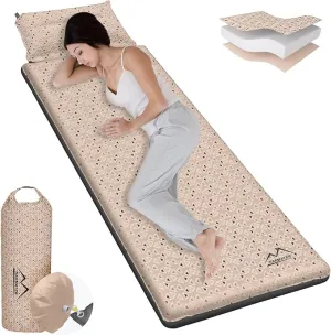 Self Inflating Sleeping Pad for Camping - Thick Camping Pad with Pillow & Inflatable Bag, 9.5 R-Value Insulated Camping Mattress Pad for Car Camping Backpacking Hiking Camping Mat (Flower)