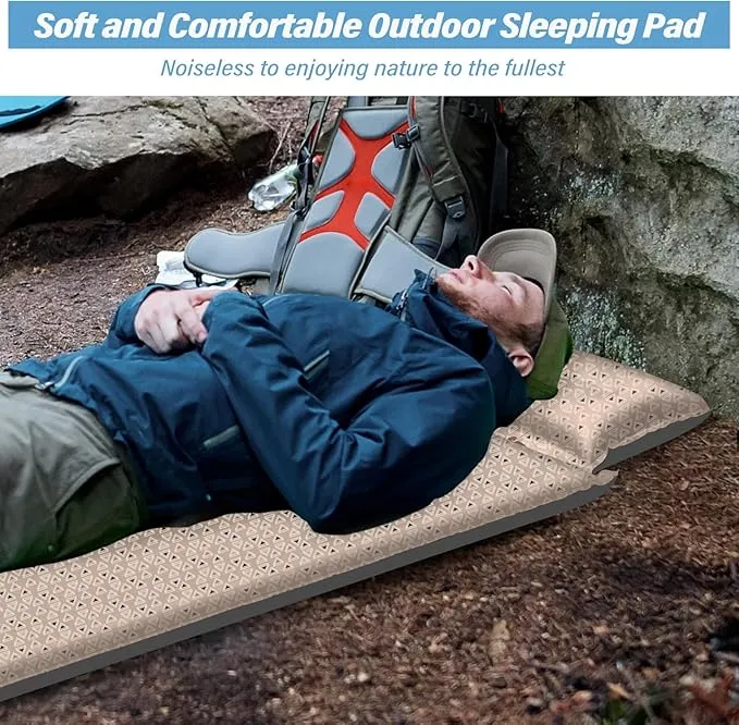 Self Inflating Sleeping Pad for Camping - Thick Camping Pad with Pillow & Inflatable Bag, 9.5 R-Value Insulated Camping Mattress Pad for Car Camping Backpacking Hiking Camping Mat (Flower)