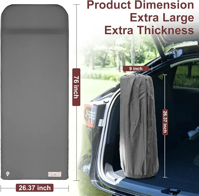 Self Inflating Sleeping Pad with Electric Pump 3.14" Ultra-Thick Memory Foam Camping Mats 9.5 R-Value Insulated Camping Pad Inflatable Air Mattress with Pillow for Car Camping, Tent, Home,Travel