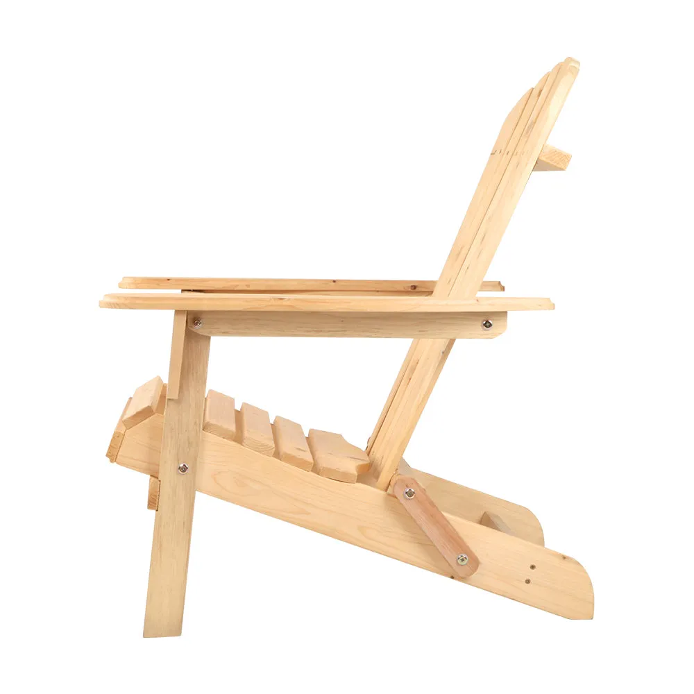 Set of 2 Adirondack Foldable Outdoor Armchairs - Natural