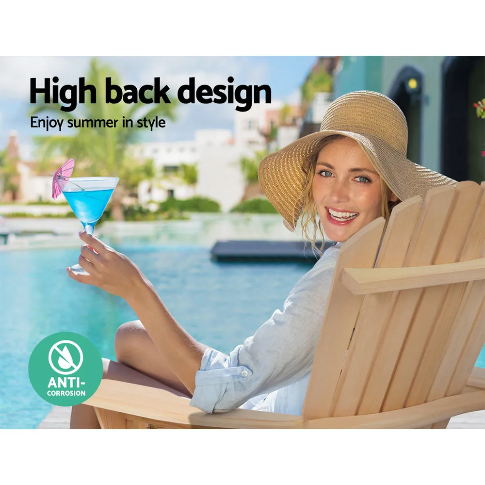 Set of 2 Adirondack Foldable Outdoor Armchairs - Natural
