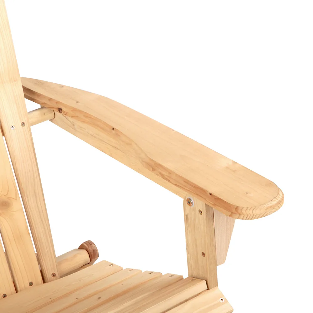 Set of 2 Adirondack Foldable Outdoor Armchairs - Natural