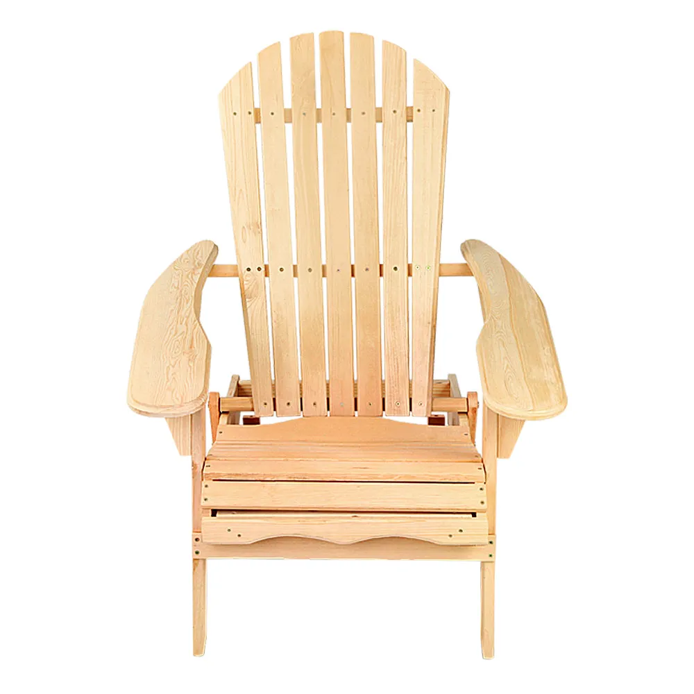 Set of 2 Adirondack Foldable Outdoor Armchairs - Natural