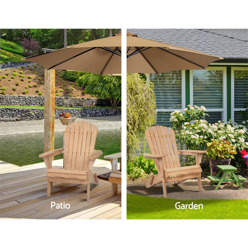 Set of 2 Adirondack Foldable Outdoor Armchairs - Natural