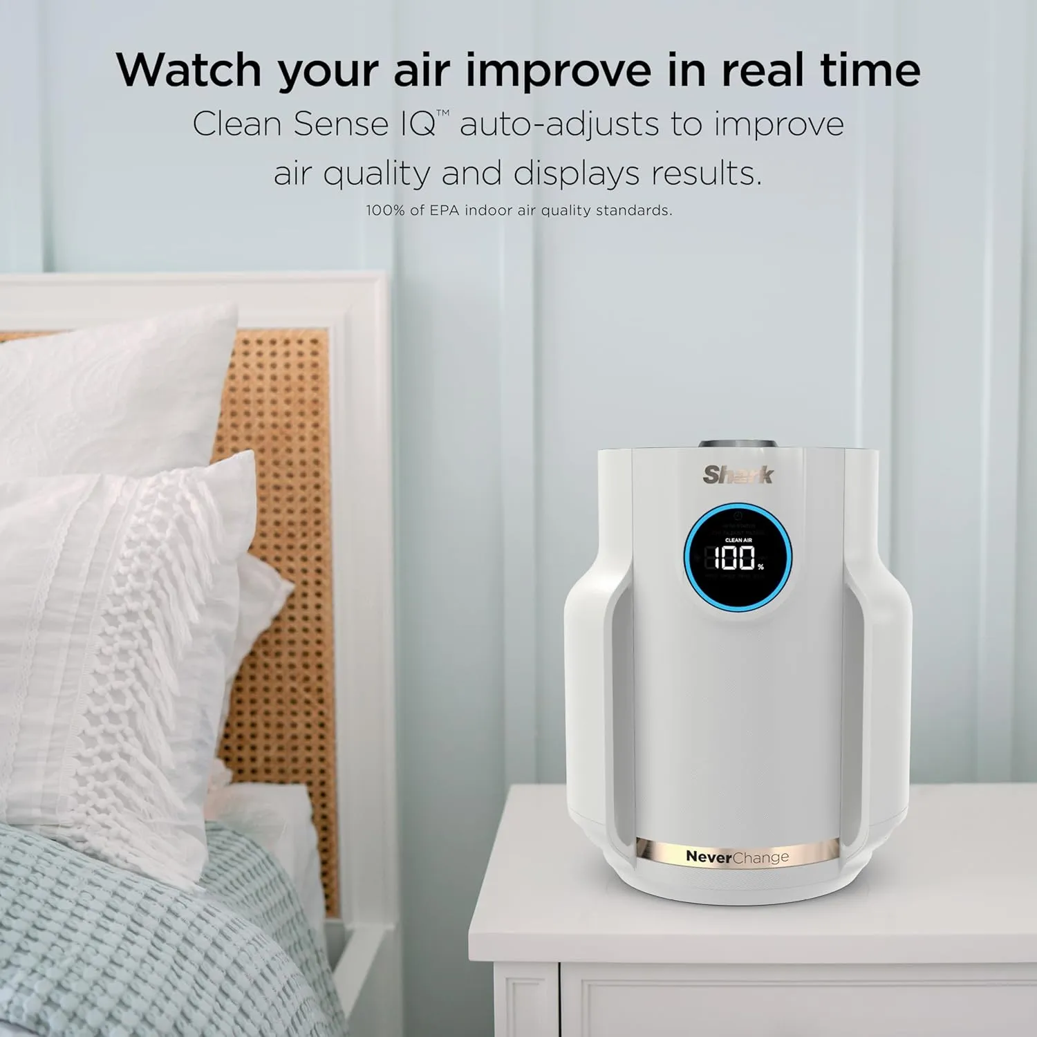 Shark NeverChange Air Purifier Compact Pro with Long-lasting HEPA Exceeding Filtration, Captures Pet Dander, Dust, Smoke, and Allergens, up to 250 sq. ft. for Bedroom, Home Office, Dorm, HP072PL