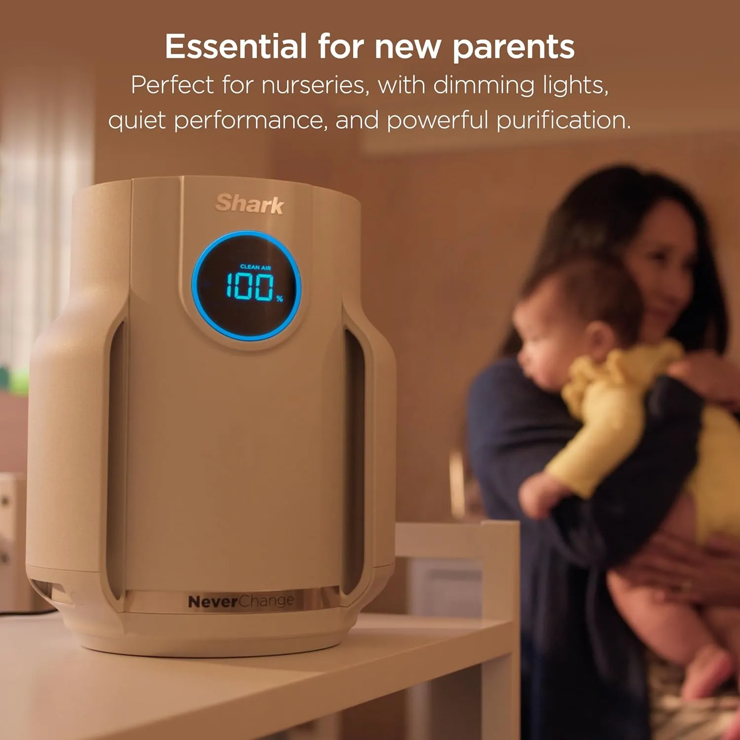 Shark NeverChange Air Purifier Compact Pro with Long-lasting HEPA Exceeding Filtration, Captures Pet Dander, Dust, Smoke, and Allergens, up to 250 sq. ft. for Bedroom, Home Office, Dorm, HP072PL