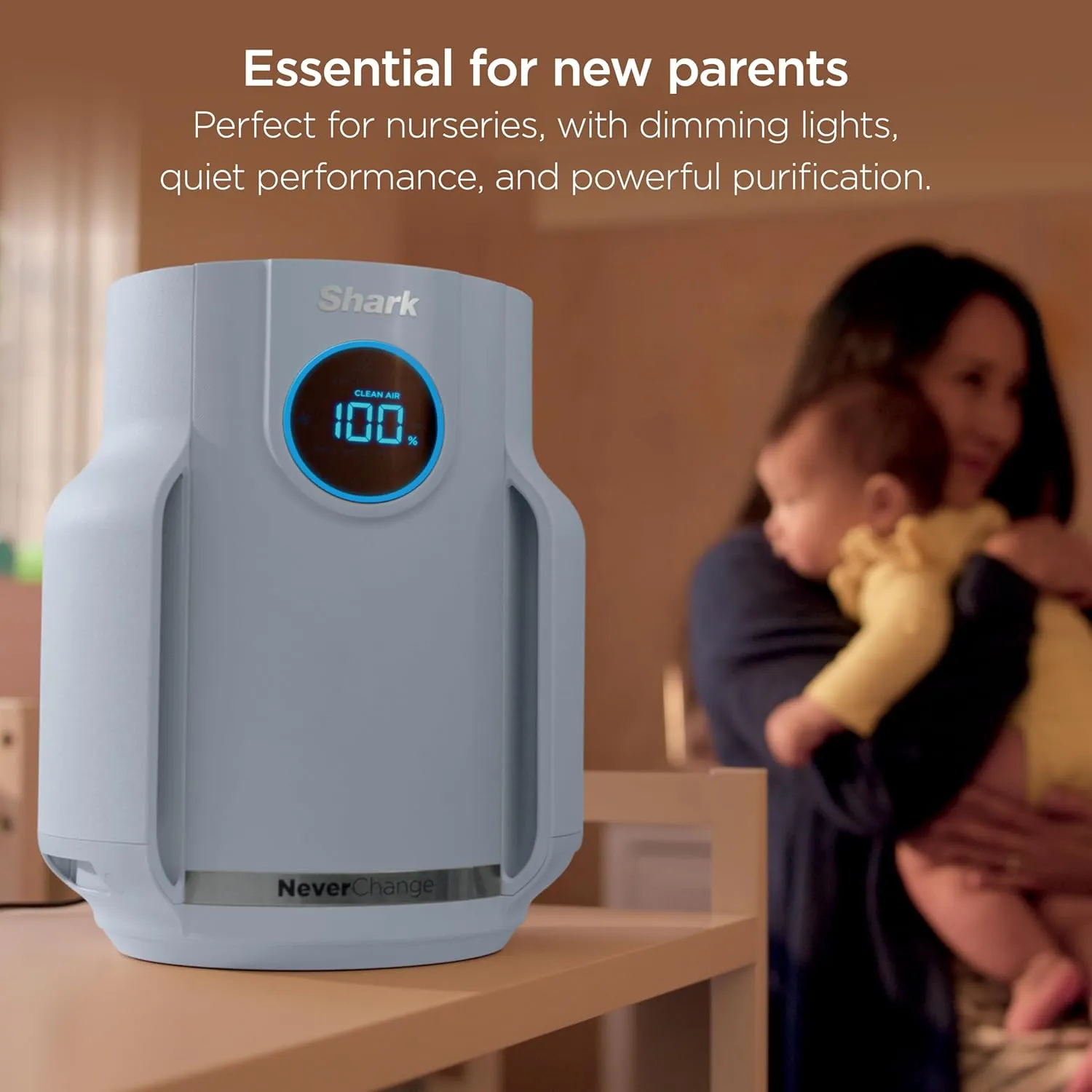Shark NeverChange Air Purifier Compact Pro with Long-lasting HEPA Exceeding Filtration, For Pet Dander, Dust, Smoke, Allergens, Up to 250 sq. ft. for Bedroom, Home Office, Dorm, HP071BRN (2025)