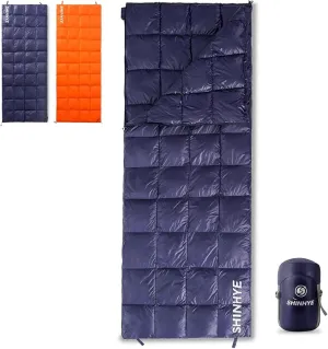ShinHye Ultralight Sleeping Bag, 600 Fill Down Backpacking Sleeping Bag for Camping, 40-59℉ Compact Sleeping Bag Compact for Adult Waterproof, Compressible YR500
