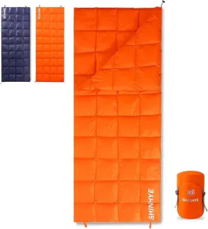 ShinHye Ultralight Sleeping Bag, 600 Fill Down Backpacking Sleeping Bag for Camping, 40-59℉ Compact Sleeping Bag Compact for Adult Waterproof, Compressible YR500