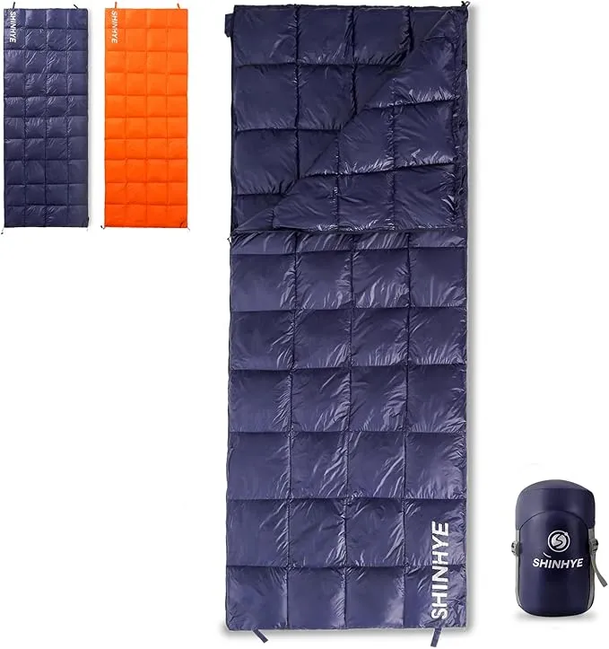 ShinHye Ultralight Sleeping Bag, 600 Fill Down Backpacking Sleeping Bag for Camping, 40-59℉ Compact Sleeping Bag Compact for Adult Waterproof, Compressible YR500