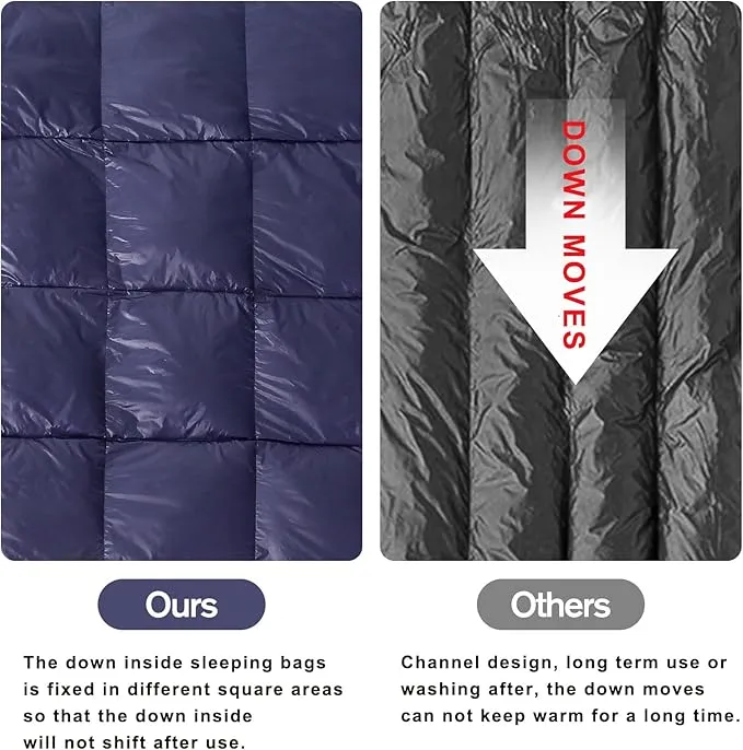 ShinHye Ultralight Sleeping Bag, 600 Fill Down Backpacking Sleeping Bag for Camping, 40-59℉ Compact Sleeping Bag Compact for Adult Waterproof, Compressible YR500