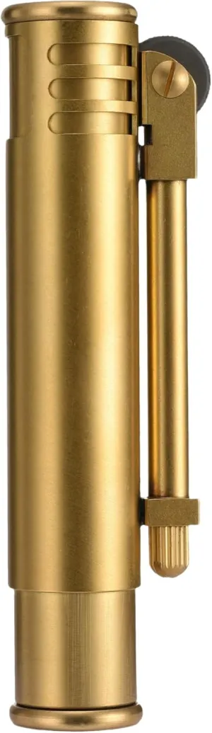 Side Fire Soft Flame Cigar Lighter, Refillable Vintage Brass Cylindrical Trench Lighters, Easy to Carry, Thorens Retro Gold Gift with Box - Ideal for Soldiers and Collectors