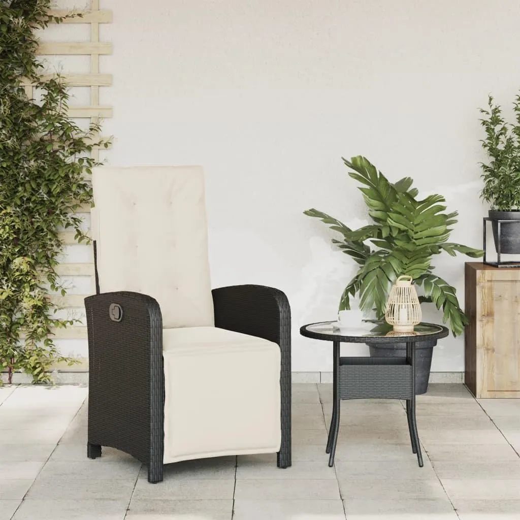 Sillas De Patio Beach Chair Lawn Chairs Dining Room Chairs - Reclining Patio Chair with Footrest Black Poly Rattan for Garden Beaches Outside Terrace