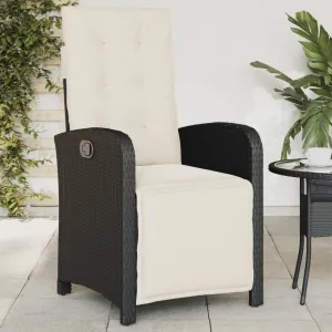 Sillas De Patio Beach Chair Lawn Chairs Dining Room Chairs - Reclining Patio Chair with Footrest Black Poly Rattan for Garden Beaches Outside Terrace
