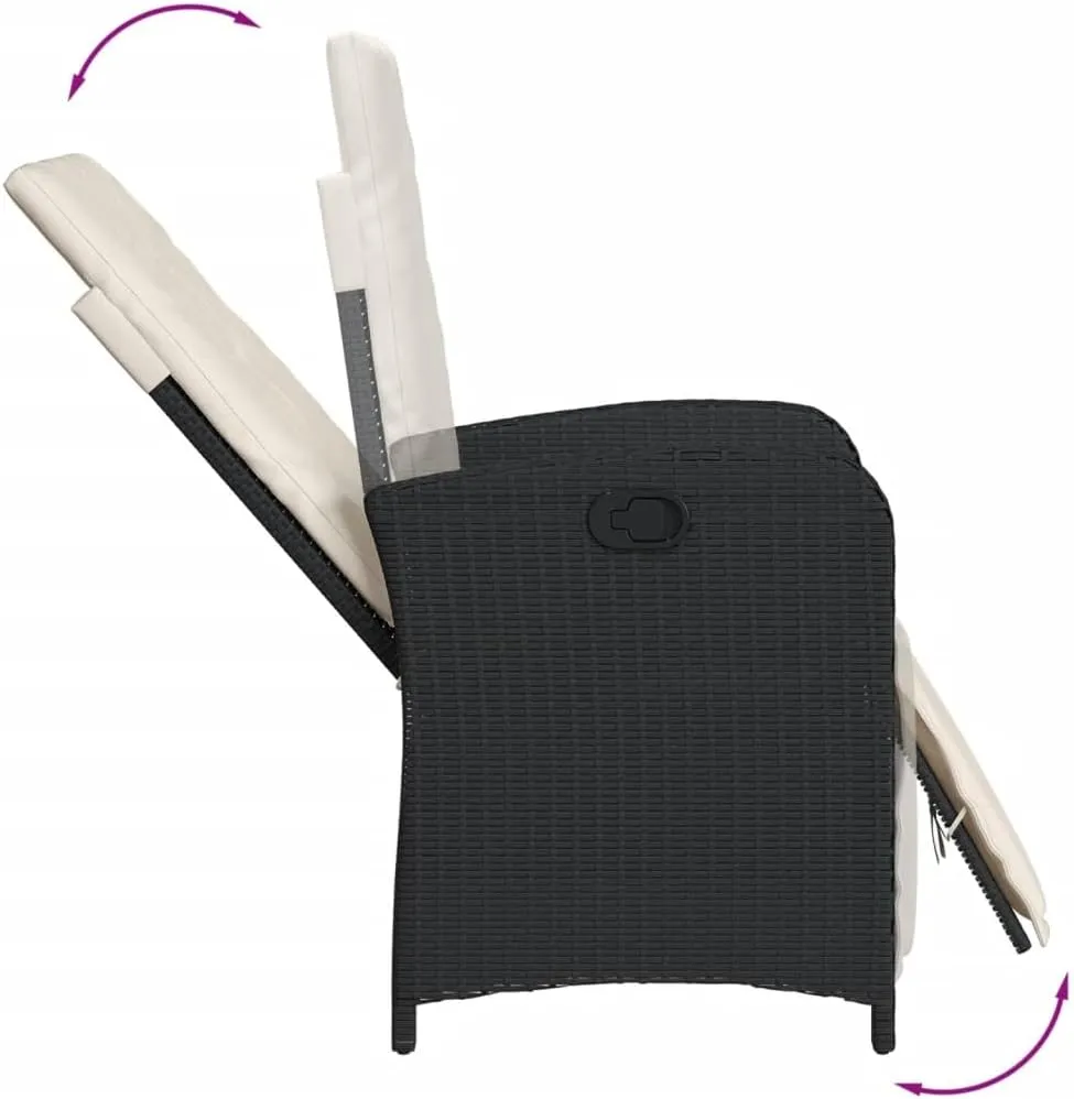 Sillas De Patio Beach Chair Lawn Chairs Dining Room Chairs - Reclining Patio Chair with Footrest Black Poly Rattan for Garden Beaches Outside Terrace