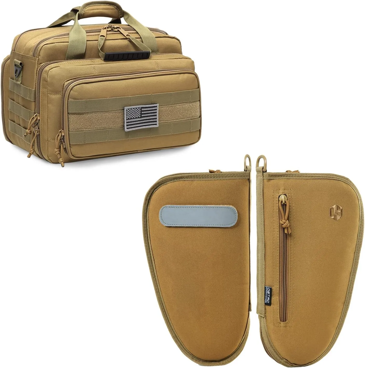 Single Padded Pistol Bag Large (Tan)   Range Bag Medium for 2~4 Pistol (Tan), Lockable Zipper, Durable Material, Compact Design