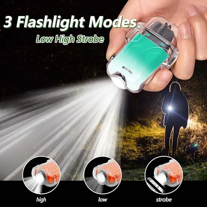 SKRFIRE Electric Lighter Transparent Waterproof Lighter Dual Arc Lighter with LED Flashlight,Windproof Lighter Rechargeable USB Lighter Flameless Plasma Lighter for Camping Hiking (ClearCyanWhite)