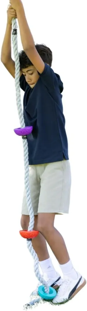 Slackers 8 ft Multi-Color Climbing Rope - Best Outdoor Ninja Warrior Training Equipment for Kids - A Great Addition to Your Backyard Ninjaline Obstacle Course
