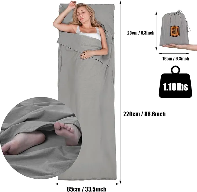 Sleeping Bag Liner,Lightweight Travel Camping Sheet Sleep Bag Liner for Adults,Hotel Compact Portable Sleeping Sack Indoor Outdoor Hostels Traveling Backpacking Hiking Blankets