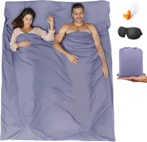 Sleeping Bag Liner,Travel Sheet & Adult Sleep Sack, Camping Sheets Travel Sleep Sack for Backpacking,Hotels & Hostels -Lightweight Single &Double Travel Sheet Camping Sheets