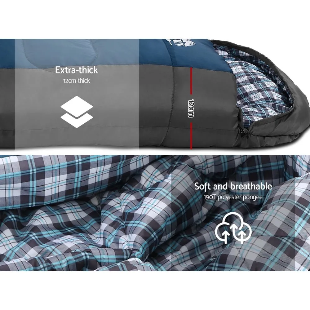 Sleeping Bag Single -20°C Weisshorn Thermal Camping Hiking Tent Blue