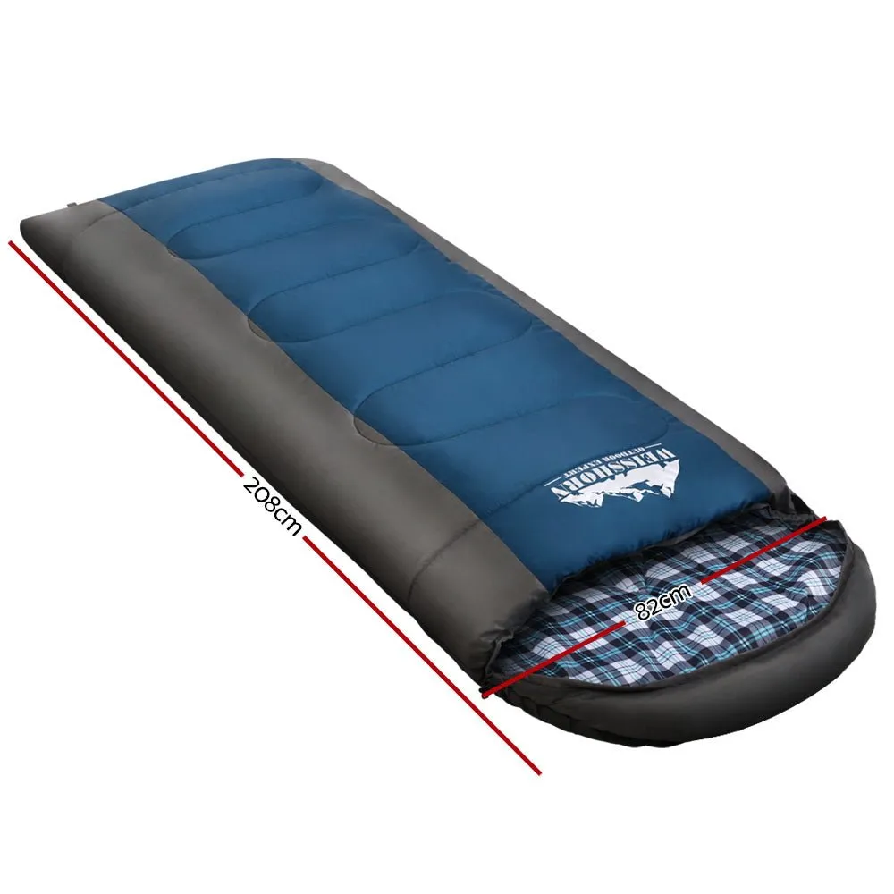 Sleeping Bag Single -20°C Weisshorn Thermal Camping Hiking Tent Blue