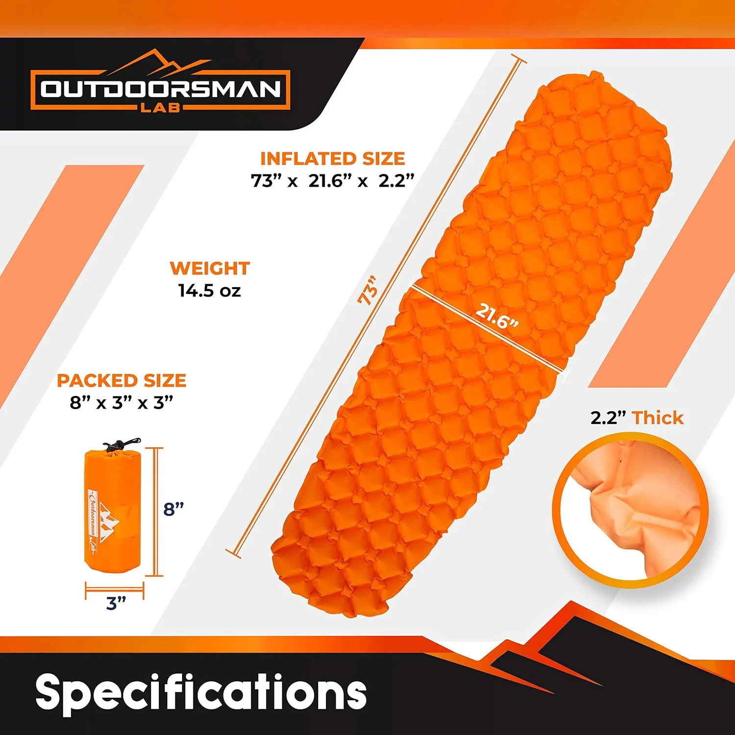 Sleeping Pad for Camping - Patented Camp Mat, Ultralight - Best Compact Inflatable Air Mattress for Adults & Kids - Lightweight Hiking, Backpacking, Outdoor & Travel Gear