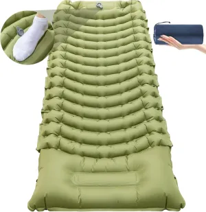 Sleeping Pad for Camping, Self Inflating Sleeping Pad Extra Thick Sleeping Mat with Pillow Built-in Foot Pump, Ultralight Inflatable Sleeping Pads Connectable Air Mattress for Backpacking