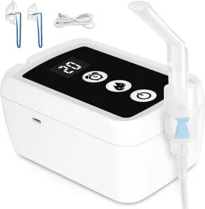 Smart Nebulizer Machine for Adults and Kids, Nebulizer for Breathing Treatment Timing Function Nebulizer with Mouthpiece Adults&Chlid Masks for Home Travel