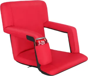 Smartxchoices 20.5"/24.5" Wide Stadium Seat Chair Bleacher Seats Padded with Back Support, Cushion, Arms, Pockets, Anchor Straps, Portable Folding Seat with Shoulder Straps