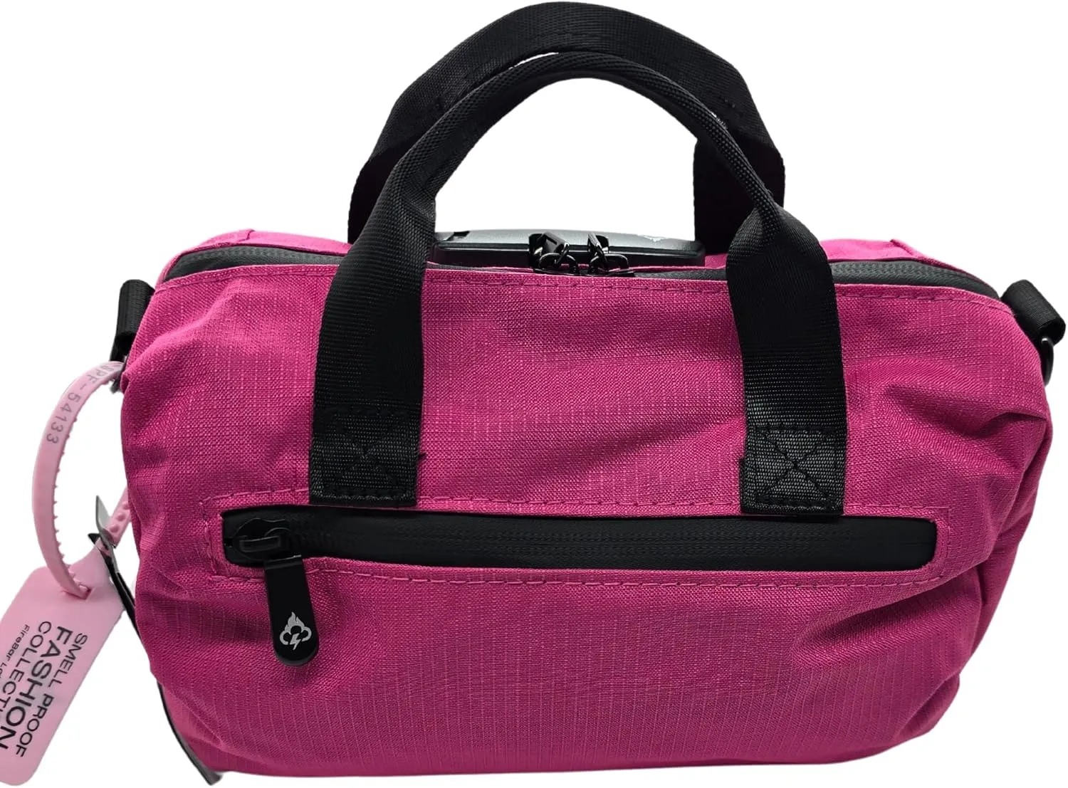 Smell Proof Duffle Bag with Anti Theft Combo Lock, Removable Shoulder Strap, Water Resistant, Ultra Durable Double Gasket Zippers   Premium Hardware (Bold Pink, 9-Inch (9" x 5" x 4"))