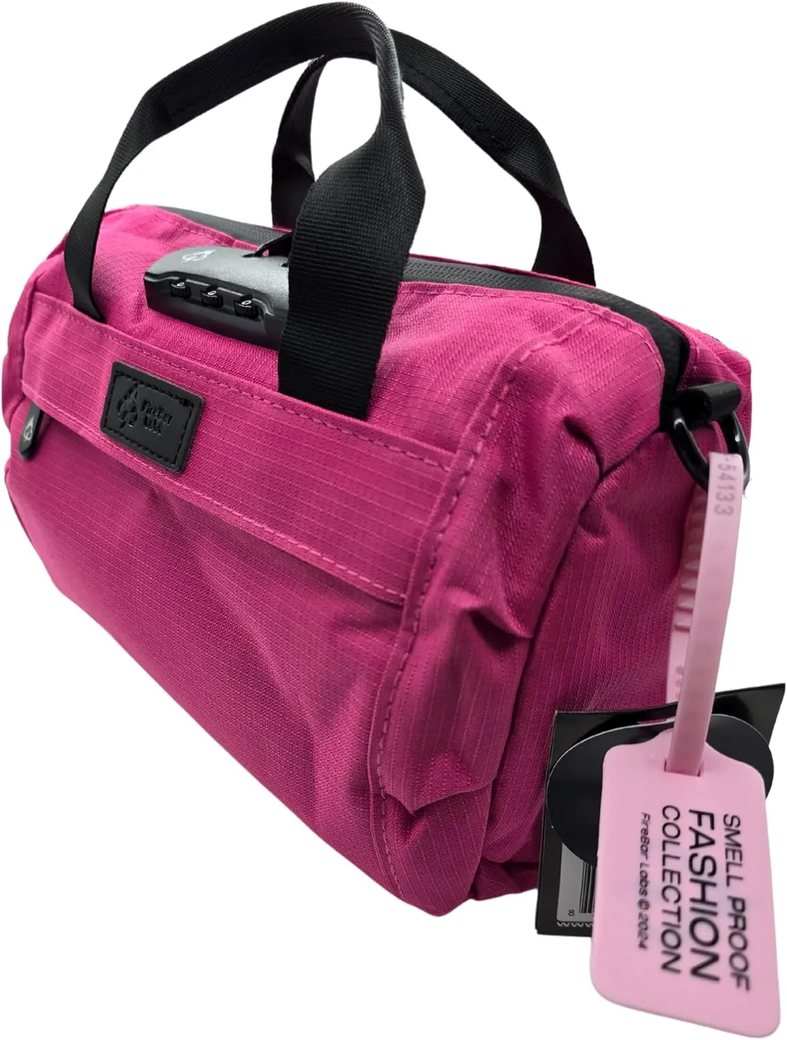 Smell Proof Duffle Bag with Anti Theft Combo Lock, Removable Shoulder Strap, Water Resistant, Ultra Durable Double Gasket Zippers   Premium Hardware (Bold Pink, 9-Inch (9" x 5" x 4"))