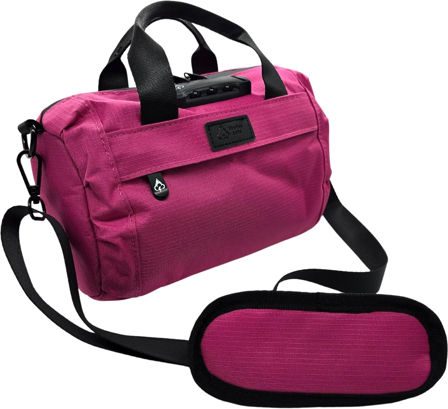 Smell Proof Duffle Bag with Anti Theft Combo Lock, Removable Shoulder Strap, Water Resistant, Ultra Durable Double Gasket Zippers   Premium Hardware (Bold Pink, 9-Inch (9" x 5" x 4"))