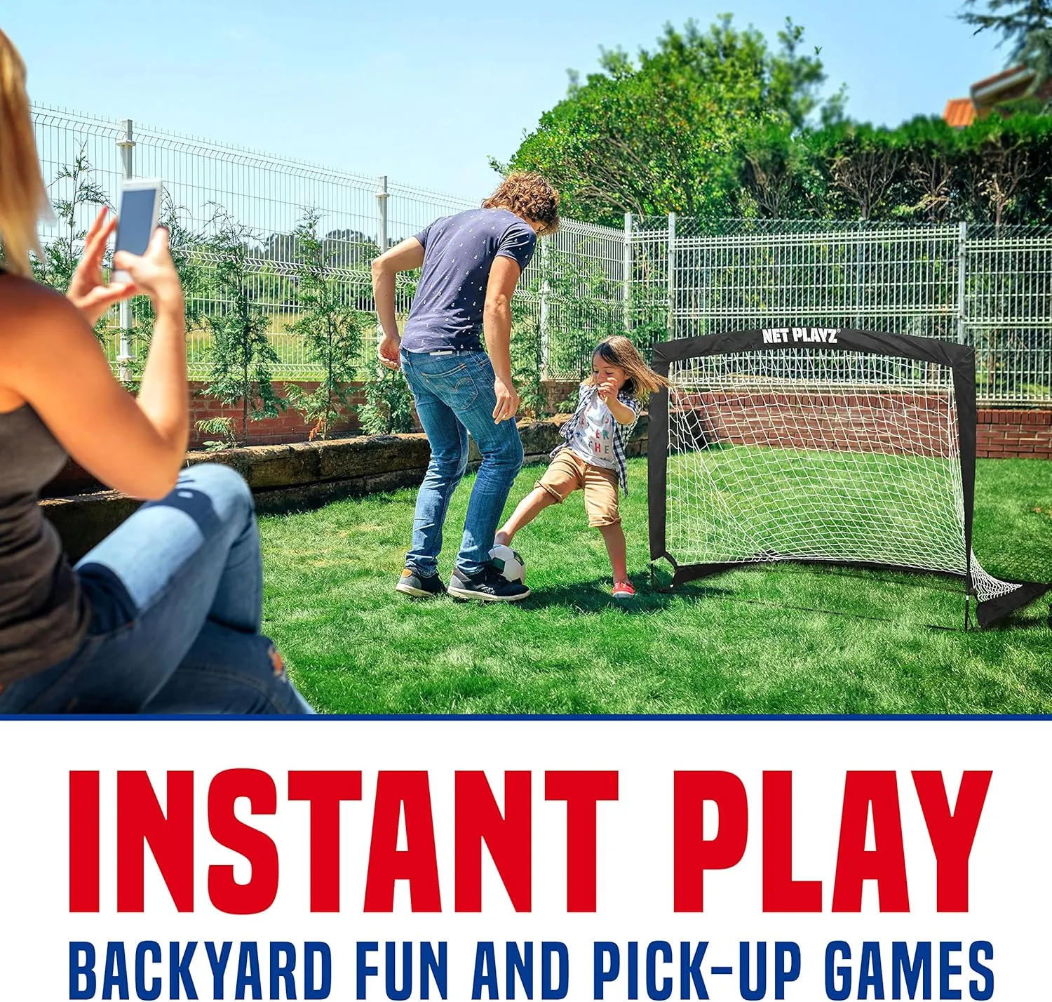 Soccer Net Soccer Goals | Kids Pop-up Football Goals for Backyard Practice & Training, Portable, Black, 4 x 3 Ft