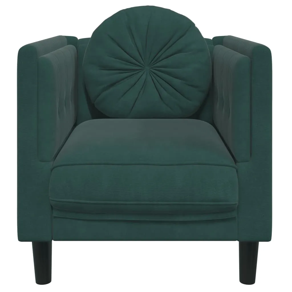 Sofa Chair with Cushion Dark Green Velvet