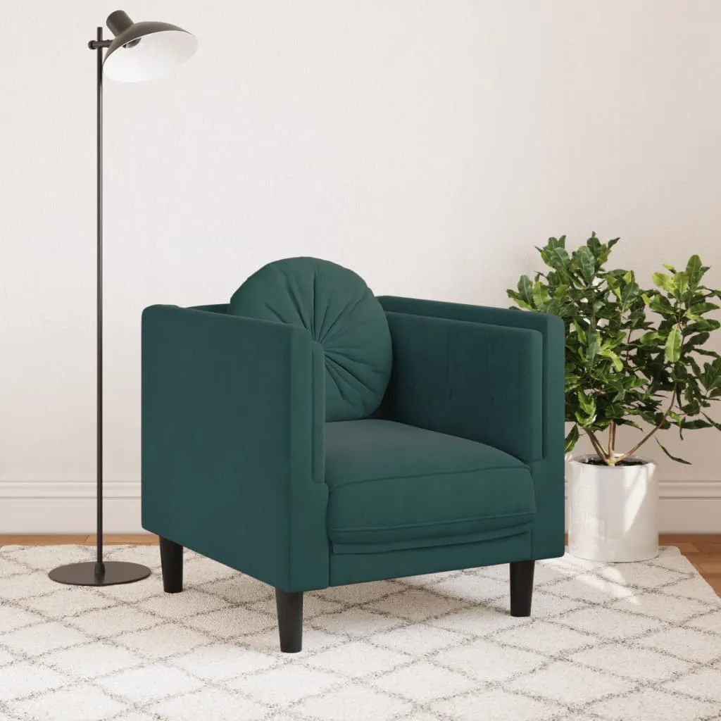 Sofa Chair with Cushion Dark Green Velvet