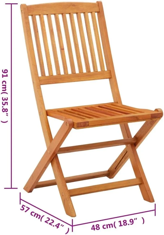 Solid Eucalyptus Wood Folding Patio Chairs 2-Piece Set Outdoor Dining Chairs Weather-Resistant Foldable Furniture for Poolside Camping Beach