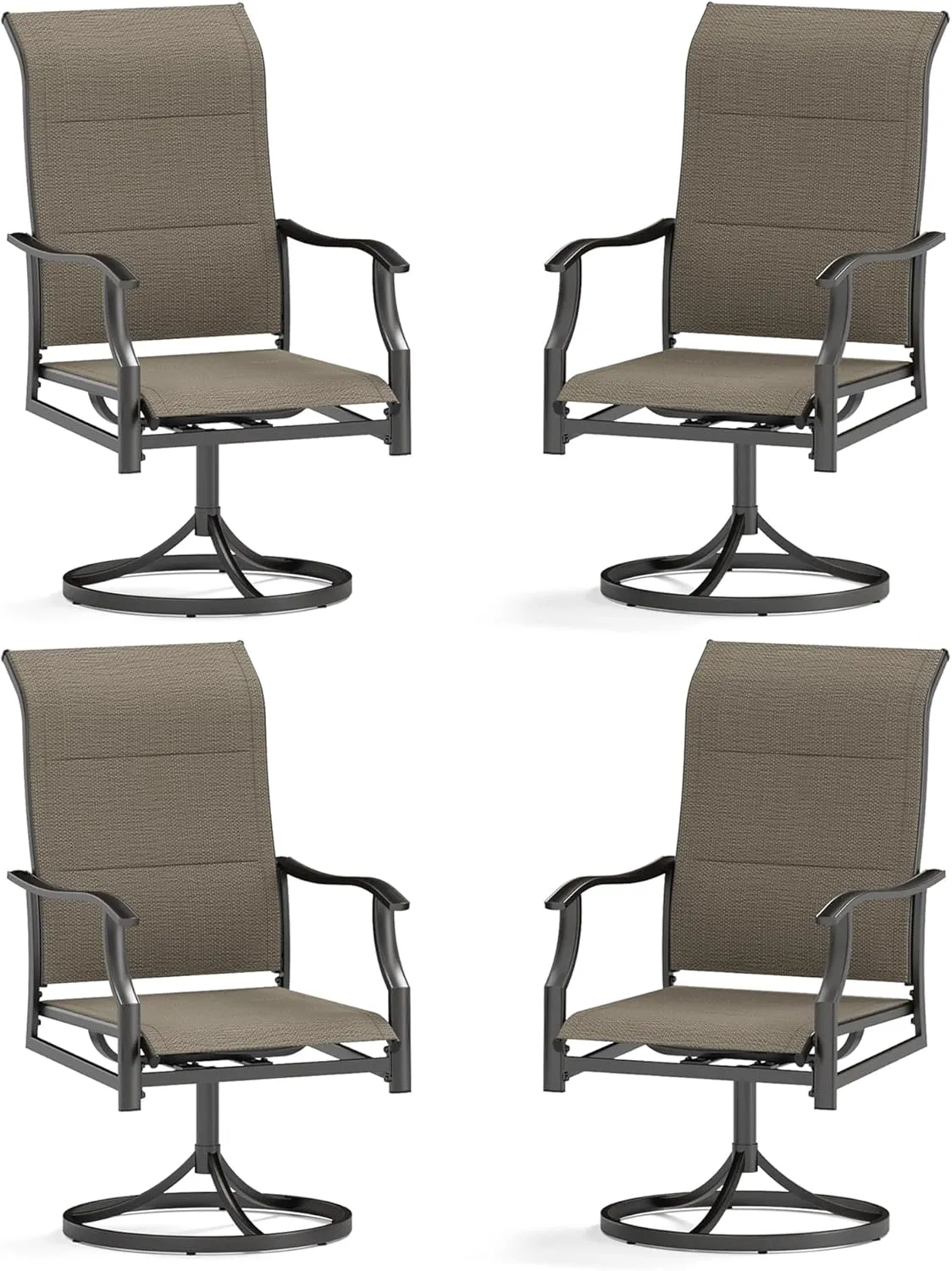 Sophia & William Outdoor Patio Swivel Dining Chairs Set of 4, High Back Padded Patio Dining Chairs, All Weather Textilene Mesh Fabric for Backyard, Poolside, Balcony and Garden