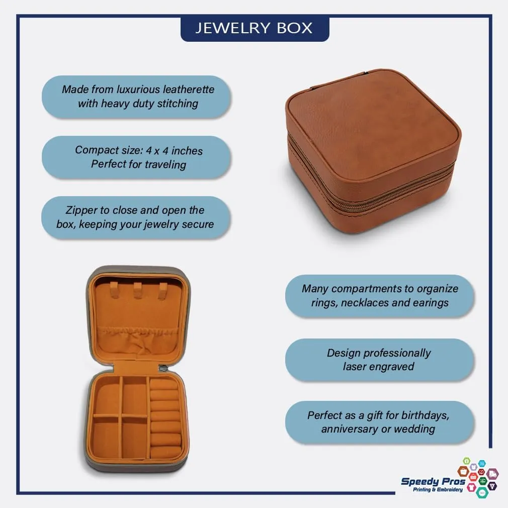 Speedy Pros Engraved Leather Jewelry Box I Want My Toes and My Butt in The Sand Nature Ocean & Beach Travel Earring Case for Women Caramel