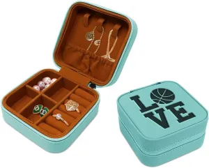 Speedy Pros Engraved Leather Jewelry Box Love Basketball Decal Travel Earring Case for Women Chill