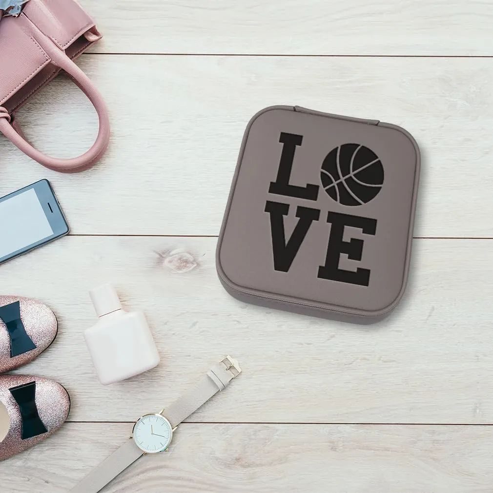 Speedy Pros Engraved Leather Jewelry Box Love Basketball Decal Travel Earring Case for Women Chill