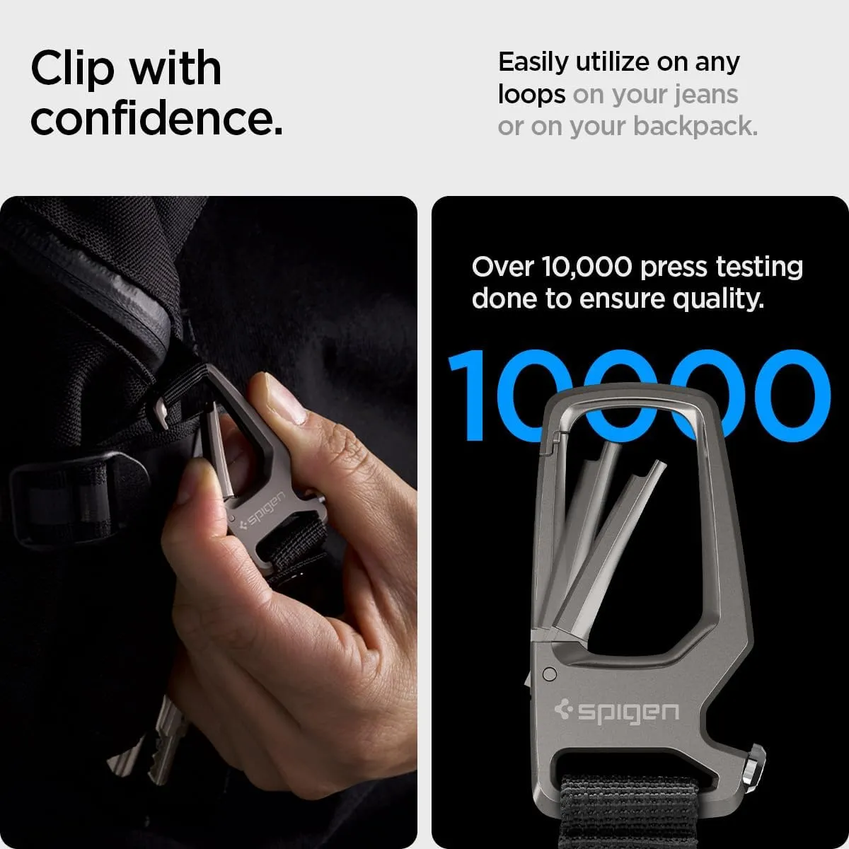 Spigen Life Carabiner Key Ring Clip, Car Keychain Clip, Bottle Opener Key Chain Ring for Men and Women